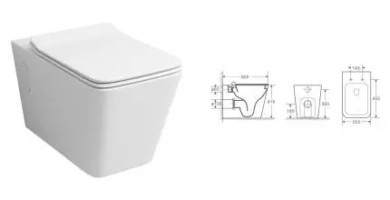 Приставной унитаз безободковый «Grossman» GR-PR4414S белый с сиденьем ультратонкое дюропласт с микролифтом белое