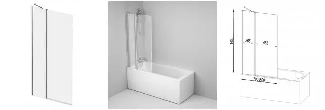 Шторка на ванну стеклянная «Am.Pm» Gem W90BS-D3W5-140CT 80/140 прозрачная/хром универсальная
