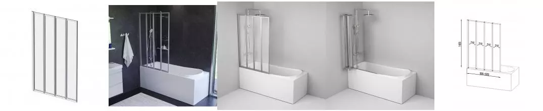 Шторка на ванну стеклянная «Am.Pm» Like W80BS-100-140CT 100/140 прозрачная/хром универсальная
