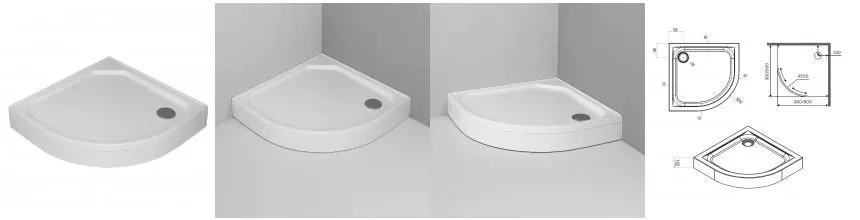 Душевой поддон «Am.Pm» X-Joy Twin Slide W88T-205-090W 90/90 низкий акриловый четверть круга белый с сифоном Душевой поддон «Am.Pm» X-Joy Twin Slide W88T-205-090W 90/90 низкий акриловый четверть круга белый с сифоном
