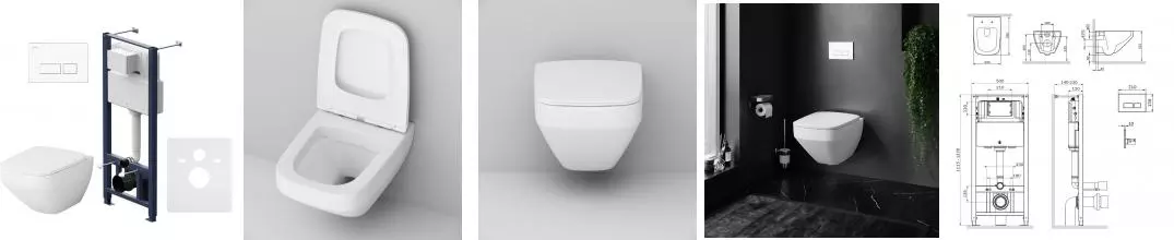 Комплект инсталляция с унитазом, крышкой и кнопкой смыва «Am.Pm» Inspire V2.0 FlashClean/кнопка Pro S белая IS47001.50A1700 безободковый белый