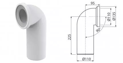 Колено для унитаза «AlcaPlast» A90-90 угол 90° 