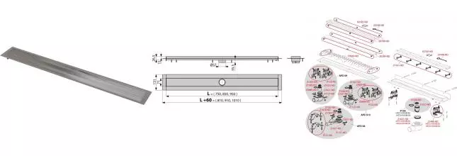 Душевой лоток «AlcaPlast» APZ13-750 Modular APZ13-750 вертикальный выпуск без решетки 