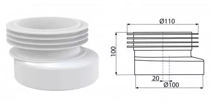 Манжета для унитаза «AlcaPlast» A990 эксцентрическая смещение 20 мм 