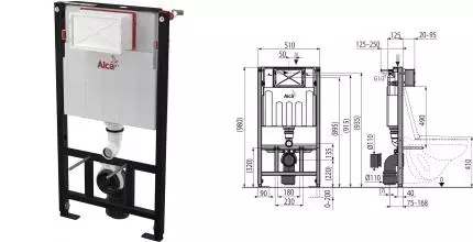 Инсталляция для унитаза «AlcaPlast» Sadromodul AM101/1000 Инсталляция для унитаза «AlcaPlast» Sadromodul AM101/1000