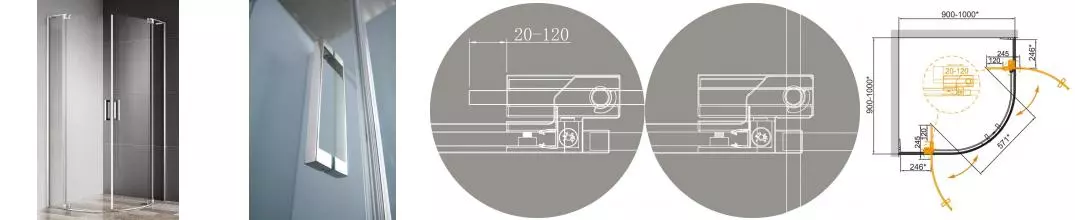 Душевой угол-ограждение «Cezares» SLIDER-R-2-90/100-C-Cr 100/100 прозрачный/хром четверть круга без поддона Душевой угол-ограждение «Cezares» SLIDER-R-2-90/100-C-Cr 100/100 прозрачный/хром четверть круга без поддона