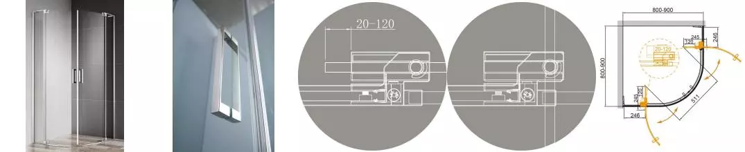 Душевой угол-ограждение «Cezares» SLIDER-R-2-80/90-C-Cr 90/90 прозрачный/хром четверть круга без поддона