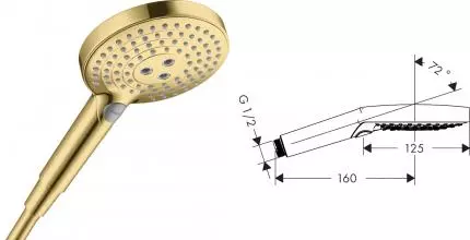 Ручная лейка «Hansgrohe» Raindance Select S 26530990 полированное золото Ручная лейка «Hansgrohe» Raindance Select S 26530990 полированное золото