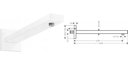 Кронштейн для верхнего душа «Hansgrohe» 27694700 38,9 белый матовый