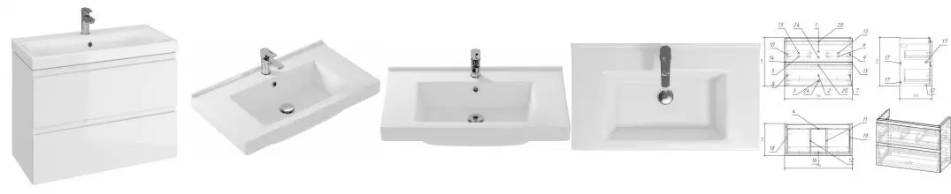 Тумба с раковиной «Cersanit» Moduo 80 (Grand 80) подвесная белая