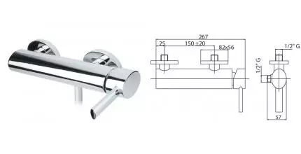 Смеситель для душа «Cezares» OVER-DM-01-Cr хром