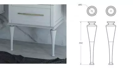 Комплект мебельных ножек «Cezares» Tiffany 35 см Bianco opaco