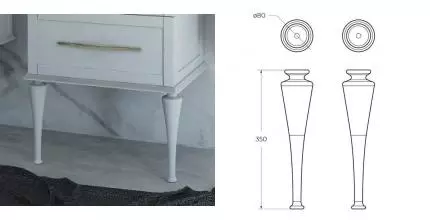 Комплект мебельных ножек «Cezares» Tiffany 35 см Bianco opaco Комплект мебельных ножек «Cezares» Tiffany 35 см Bianco opaco