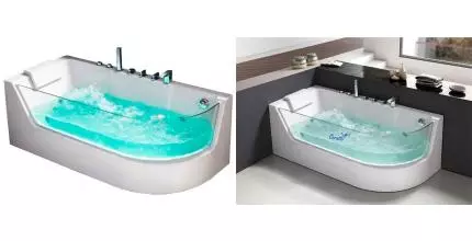 Гидромассажная ванна акриловая «Cerutti» C-403L с каркасом с сифоном белая левая