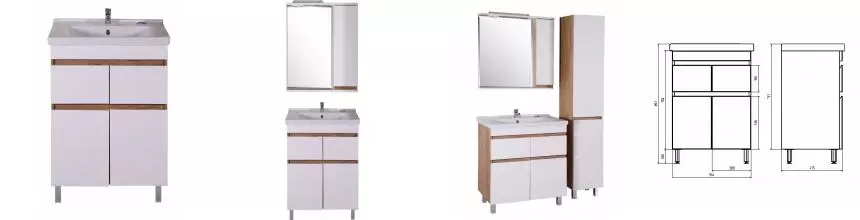 Тумба с раковиной «ASB-Woodline» Марко 60 2.2 (Миранда 60) белая/дуб золотой Тумба с раковиной «ASB-Woodline» Марко 60 2.2 (Миранда 60) белая/дуб золотой