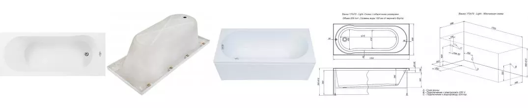 Ванна акриловая «Aquanet» Light 170/70 (244927) с каркасом без сифона белая Ванна акриловая «Aquanet» Light 170/70 (244927) с каркасом без сифона белая