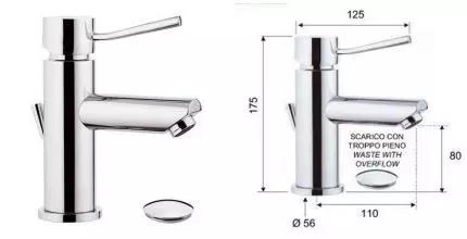 Смеситель для раковины «Remer» Minimal N10 с донным клапаном хром