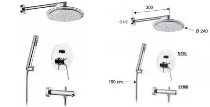 Душевая система «Remer» Minimal N09S03 хром