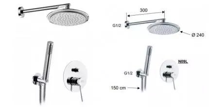 Душевая система «Remer» Minimal N09S02 хром
