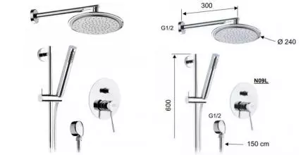 Душевая система «Remer» Minimal N09S01 хром