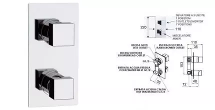 Смеситель для душа «Remer» SQ 3 S9373 хром