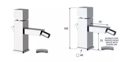 Смеситель для биде «Remer» SQ 3 S203 с донным клапаном хром Смеситель для биде «Remer» SQ 3 S203 с донным клапаном хром