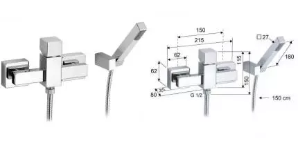 Смеситель для душа «Remer» Square S39 хром