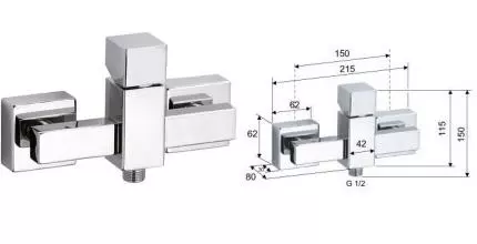 Смеситель для ванны «Remer» Square S31 хром