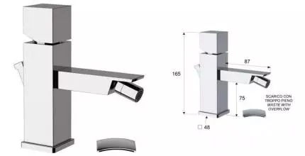 Смеситель для биде «Remer» Square S20 с донным клапаном хром Смеситель для биде «Remer» Square S20 с донным клапаном хром