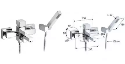 Смеситель для ванны «Remer» SQ 3 S023 хром