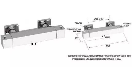 Смеситель для душа «Remer» Square ST31 с термостатом хром