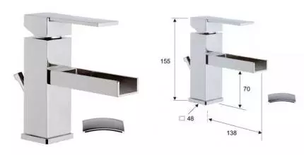 Смеситель для раковины «Remer» Qubica Cascata QC10 с донным клапаном хром