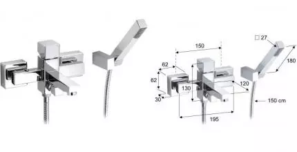 Смеситель для ванны «Remer» Square S02 хром