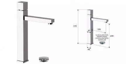 Смеситель для раковины «Remer» Square S10L с донным клапаном хром