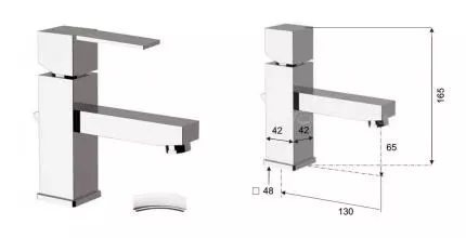 Смеситель для раковины «Remer» Square S10 с донным клапаном хром