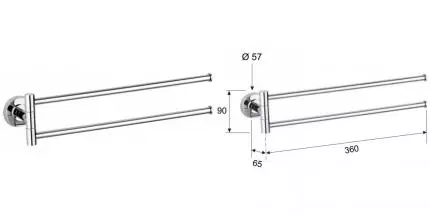 Полотенцедержатель двойной поворотный «Remer» Arte AR36CR на стену хром