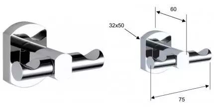 Двойной крючок «Remer» Forma FR50CR на стену хром