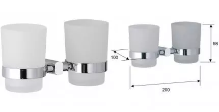 Двойной стакан для зубных щёток «Remer» Forma FR16CR на стену хром