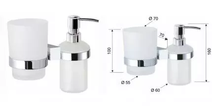 Стакан для зубных щёток и дозатор для жидкого мыла «Remer» SQ SQ18CR на стену хром