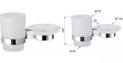 Мыльница со стаканом для зубных щёток «Remer» SQ SQ17CR на стену хром Мыльница со стаканом для зубных щёток «Remer» SQ SQ17CR на стену хром