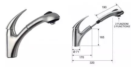 Смеситель для кухонной мойки «Remer» Elegant Kitchen 304T47 с выдвижным изливом хром