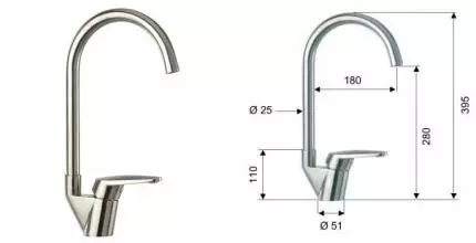 Смеситель для кухонной мойки «Remer» Elegant Kitchen 304T42 хром