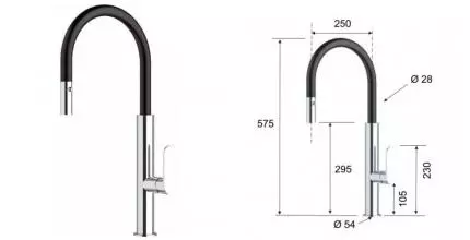 Смеситель для кухонной мойки «Remer» Elegant Kitchen NK73N с выдвижным изливом хром/чёрный