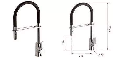 Смеситель для кухонной мойки «Remer» Elegant Kitchen SR541 хром/чёрный