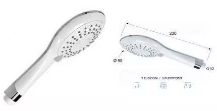 Ручная лейка «Remer» 319W3 белая/хром Ручная лейка «Remer» 319W3 белая/хром
