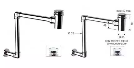 Сифон для раковины «Remer» 985 хром