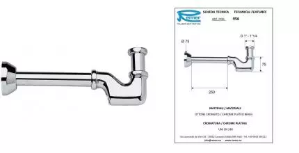 Сифон для биде «Remer» RR 956 956114 хром