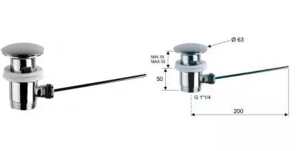 Донный клапан для раковины «Remer» 95UG полуавтомат хром