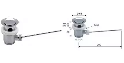 Донный клапан для раковины «Remer» 95L полуавтомат хром