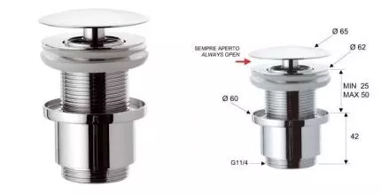 Донный клапан для раковины «Remer» 9072114 хром